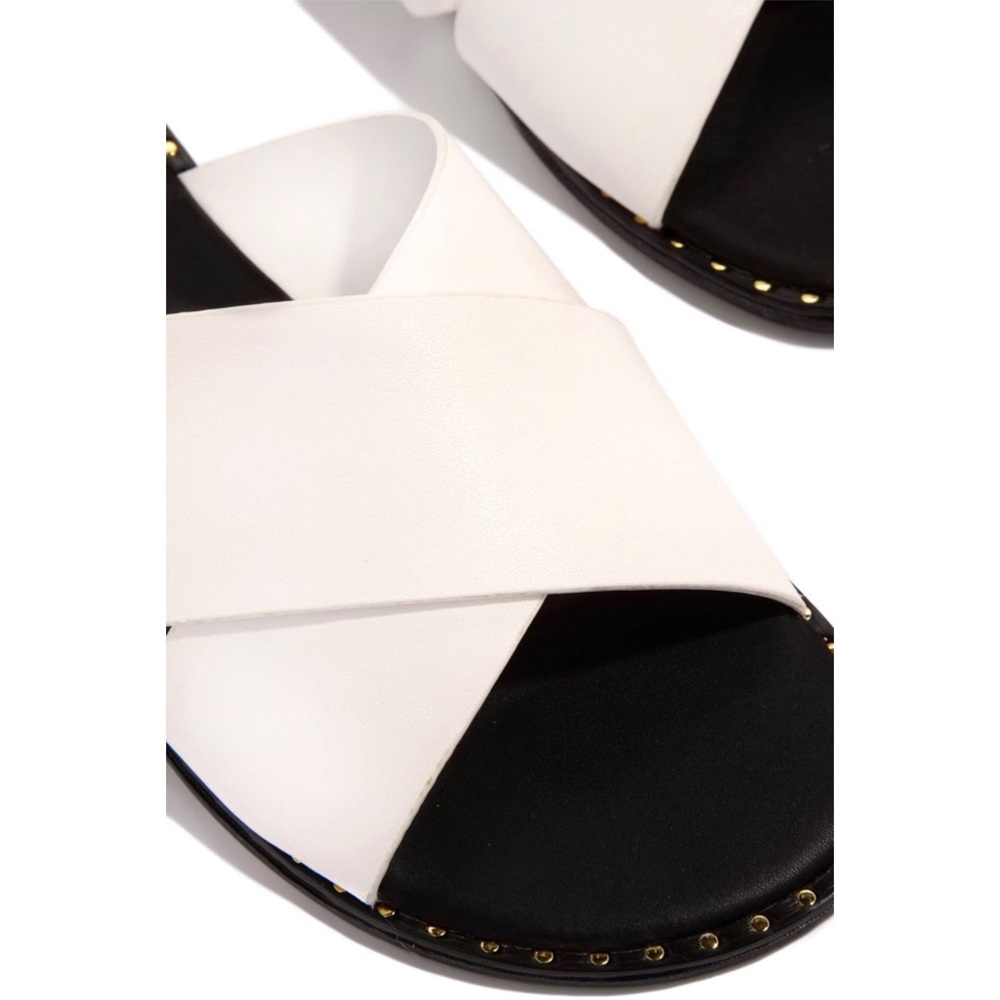 White X Band Studded Slide Flat Sandals - Picture 7 of 8